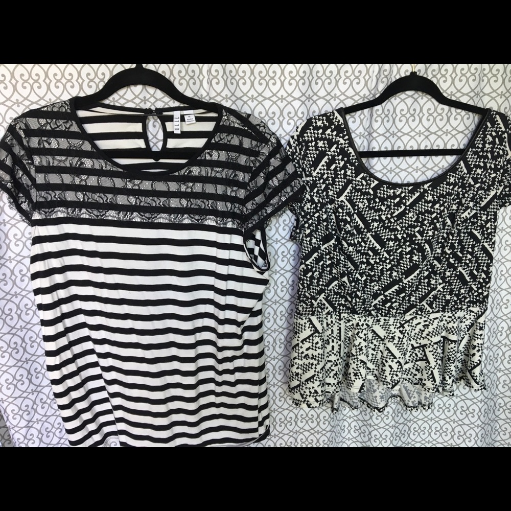 Pair of black/white tops